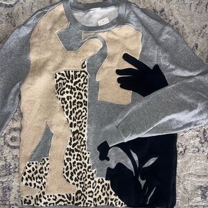 Carven Gray and Beige Graphic Sweater